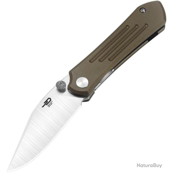 Couteau Bestech Knives Icarus Lame Acier M390 Clip Point Manche Titane Bronze Framelock BTKT2302F