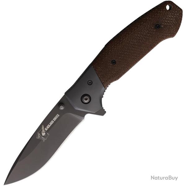 Couteau Pliant BlackJack Lame Acier CPM-S35VN Manche Micarta Marron Linerlock BCB157