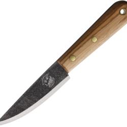 Couteau Fixe Bombproof Bushcraft Lame Inox Manche Bois Marron &Eacute;tui Cuir BPB001