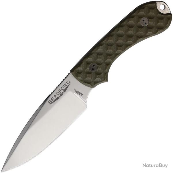 Couteau Bradford Knives Guardian 3 HP Textured Lame Acier AEB-L Manche G10 Vert OD BRAD3FE002HP