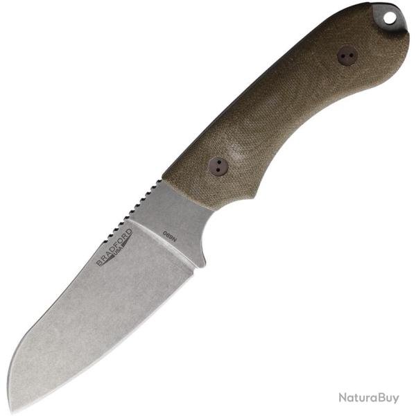 Couteau Bradford Knives Guardian 4 Sheepsfoot Lame Acier N690 Manche Micarta Vert BRAD4SF102