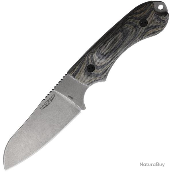 Couteau Bradford Knives Guardian 4 Sheepsfoot Lame Acier N690 Manche Micarta Noir et Vert BRAD4SF109