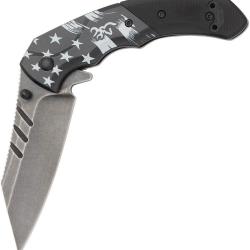 Couteau Pliant Browning Patriot A/O Lame Inox Tanto Invers&eacute; Manche Inox Noir Framelock BR0601B