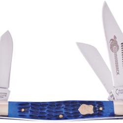 Couteau Pliant Buckcreek International Big Diamondback Lame Inox Manche Os Piqu&eacute; Bleu BCI659CB