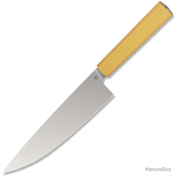 Couteau de Cuisine Butterfork Chef's Lame Acier AR-RPM9 Manche ABS Jaune �tui Bois BF01CKYL