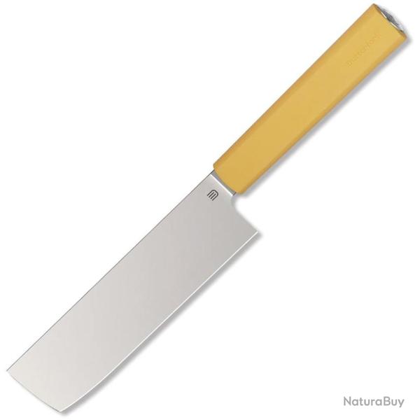 Couteau de Cuisine Butterfork Nakiri Lame Acier AR-RPM9 Manche ABS Jaune �tui Bois BF01NKYL