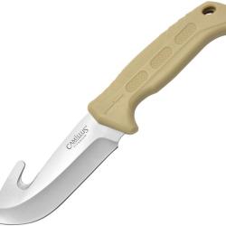 Couteau Fixe Camillus Roto Guthook Lame Acier 420 Manche TPR Tan &Eacute;tui Nylon CM19156