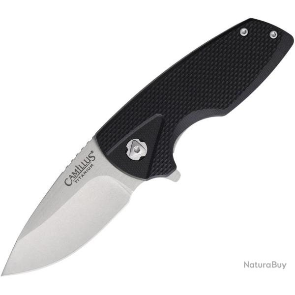 Couteau Pliant Camillus Bixbee Lame Acier 440 Drop Point Manche G10 Noir Framelock CM19393