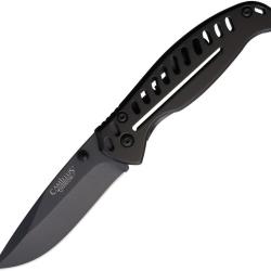 Couteau Pliant Camillus Lame Inox Drop Point Manche Inox Noir Framelock CM19430001