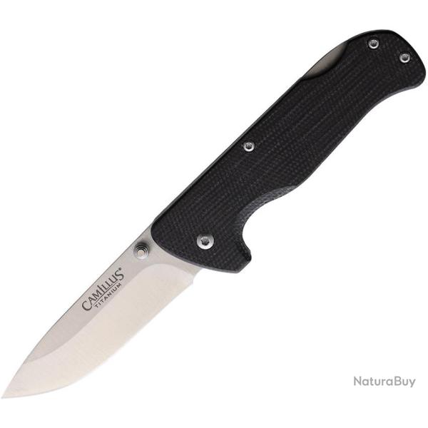 Couteau Pliant Camillus Bushcrafter Lame Acier 440 Manche G10 Noir Lockback CM19481