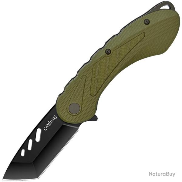 Couteau Pliant Camillus Veracious Lame Acier AUS-8 Tanto Manche Nylon Vert Linerlock CM19648