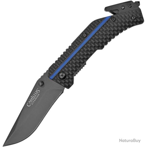 Couteau Pliant Camillus Thin Line A/O Lame Acier 440 Manche TPR Noir Linerlock CM19653