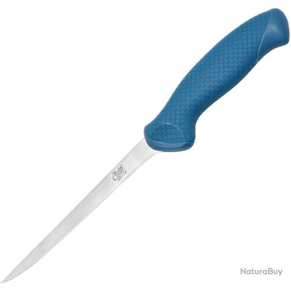 Couteau Fixe Camillus AquaTuff Fillet Lame Acier 15,24 cm Manche Caoutchouc Bleu CM23045