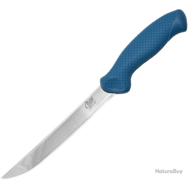 Couteau Fixe Camillus AquaTuff Wide Fillet Lame Acier Manche Caoutchouc Bleu CM23046