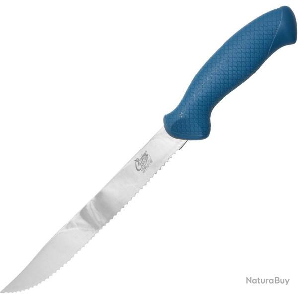 Couteau Fixe Camillus AquaTuff Utility Lame Acier Manche Caoutchouc Bleu CM23048