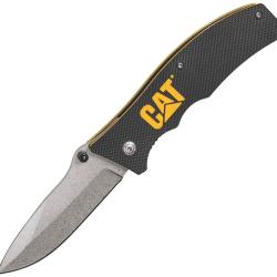 Couteau Pliant Caterpillar Lame Acier 8Cr13MoV Drop Point Manche G10 Noir Linerlock CAT980002