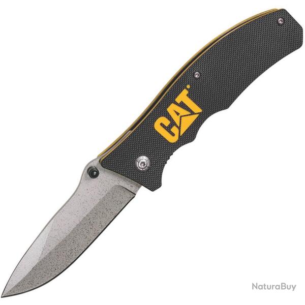 Couteau Pliant Caterpillar Lame Acier 8Cr13MoV Drop Point Manche G10 Noir Linerlock CAT980002