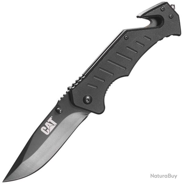 Couteau Pliant Caterpillar Lame Acier 7Cr17MoV Drop Point Manche G10 Noir Linerlock CAT980012