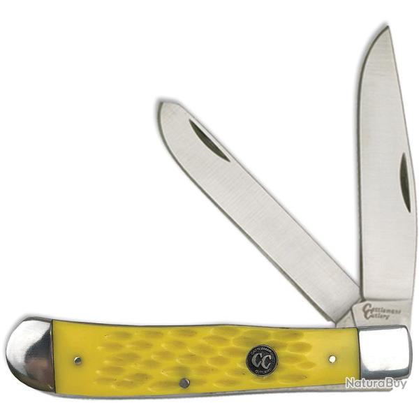 Couteau Pliant Cattleman's Cutlery Signature Trapper Lame Acier 3Cr13 Manche Delrin Jaune CC0002JYD