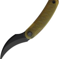 Couteau Pliant Cavol Kage Lame Acier M390 Noire Manche Ultem Linerlock &Eacute;tui Cuir CVLC03UD