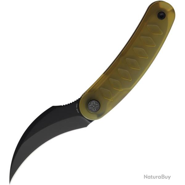 Couteau Pliant Cavol Kage Lame Acier M390 Noire Manche Ultem Linerlock �tui Cuir CVLC03UD