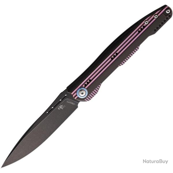 Couteau Pliant CH KNIVES Journey Lame Acier M390 Manche Titane Noir et Violet Framelock CHJPUR