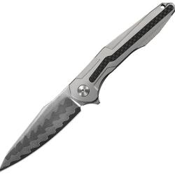 Couteau Pliant CH Knives Wartex Lame Acier Manche Titane et Carbone Gris Framelock CHWARTEXSL