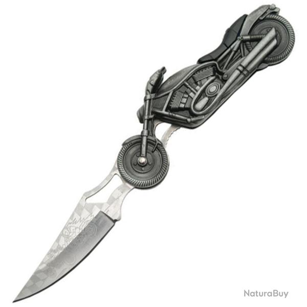 Couteau Pliant Motorcycle Lame Inox Manche M�tal Argent Linerlock CN211139