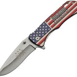 Couteau Pliant America A/O Lame Inox Drop Point Manche Aluminium Linerlock CN300464GB