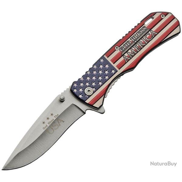 Couteau Pliant America A/O Lame Inox Drop Point Manche Aluminium Linerlock CN300464GB