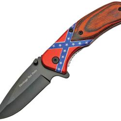 Couteau Pliant Dixie Rebel Lame Inox Manche Bois et Aluminium Marron Linerlock CN300475