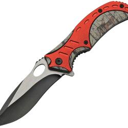 Couteau Pliant A/O Lame Inox Manche Synth&eacute;tique Noir et Rouge Linerlock CN300490DE