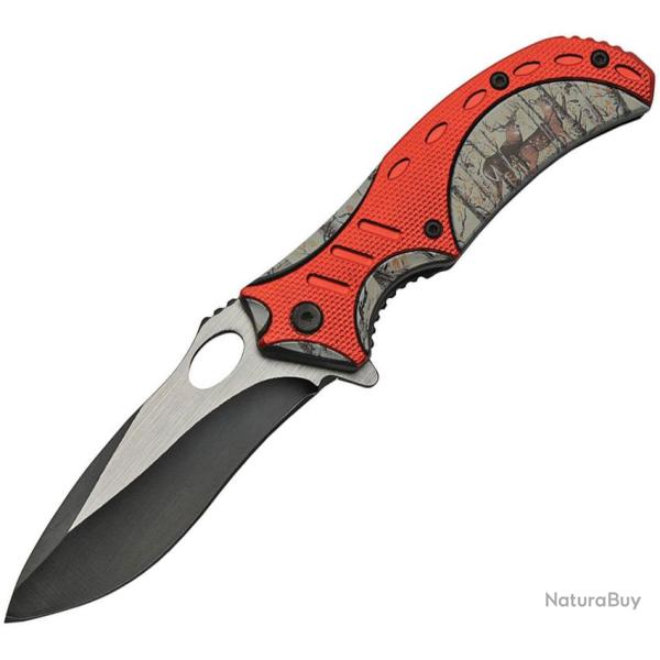 Couteau Pliant A/O Lame Inox Manche Synth�tique Noir et Rouge Linerlock CN300490DE