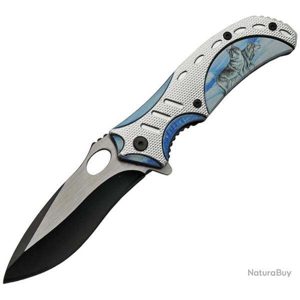 Couteau Pliant Wolf A/O Lame Inox Manche Synth�tique Noir et Argent Linerlock CN300490WF