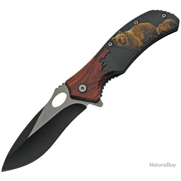 Couteau Pliant Wildlife Bear A/O Lame Inox Manche Plastique Linerlock CN300496BE