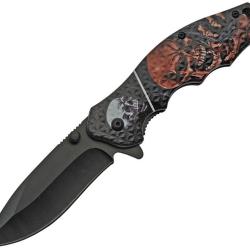 Couteau Pliant Skull A/O Lame Inox Manche Plastique Noir Linerlock CN300502SS