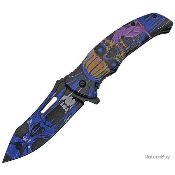 Couteau Pliant Cat Eye Lame Inox 9,53 cm Bleu Ferm� 12,07 cm Manche Synth�tique Linerlock CN300503BL