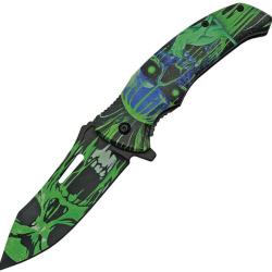 Couteau Pliant Cat Eye Lame Inox 9,53 cm Vert Ferm&eacute; 12,07 cm Manche Synth&eacute;tique Linerlock CN300503GN