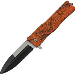 Couteau Pliant A/O Lame Inox Spear Point Manche ABS Camo Orange Linerlock CN300513OC