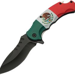 Couteau Pliant Mexican Flag A/O Lame Inox Manche ABS Linerlock CN300567MX