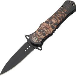 Couteau Pliant Skull A/O Lame Inox Spear Point Manche ABS Linerlock CN300569SS