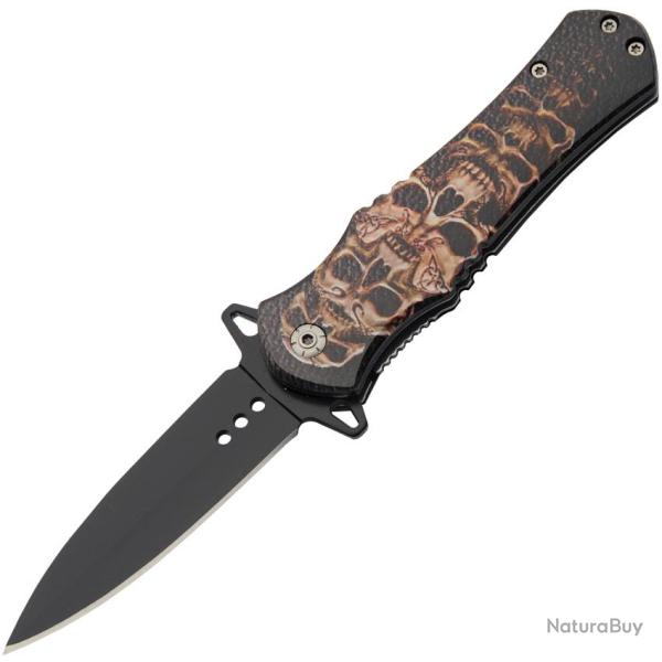 Couteau Pliant Skull A/O Lame Inox Spear Point Manche ABS Linerlock CN300569SS