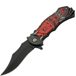 Couteau Pliant Warrior A/O Lame Inox Clip Point Manche ABS Linerlock CN300573RD