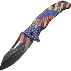 Couteau Pliant USA Eagle A/O Lame Inox Manche ABS Linerlock CN300575EG