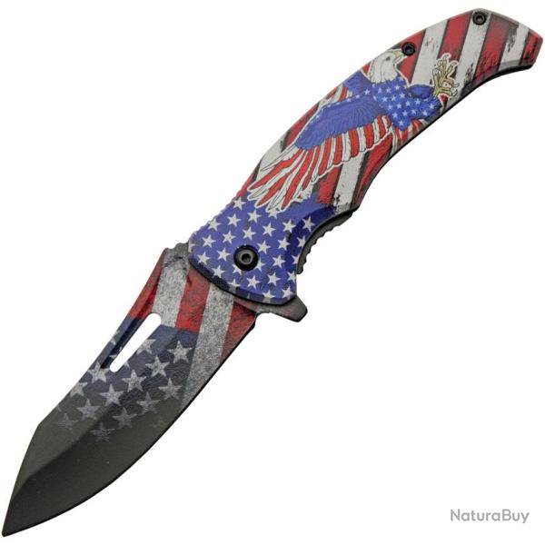 Couteau Pliant USA Eagle A/O Lame Inox Manche ABS Linerlock CN300575EG