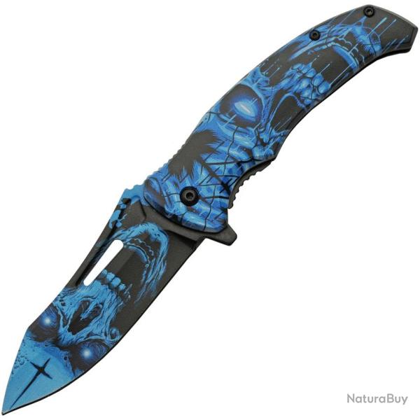Couteau Pliant Skull A/O Lame Inox Manche ABS Linerlock CN300577BL