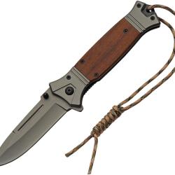 Couteau Pliant FK-5 Lame Inox Manche Bois Marron Linerlock CN300594