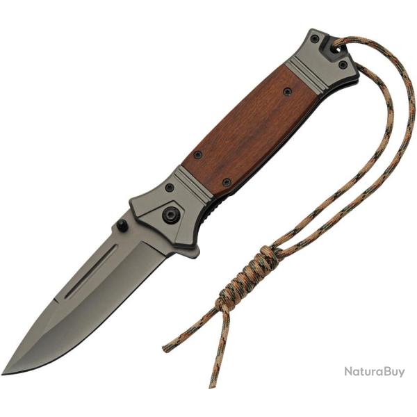 Couteau Pliant FK-5 Lame Inox Manche Bois Marron Linerlock CN300594