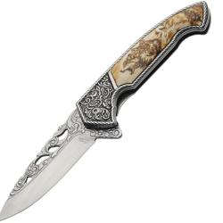 Couteau Pliant Wolf Lame Acier 420 Manche Inox Framelock CN300606WF