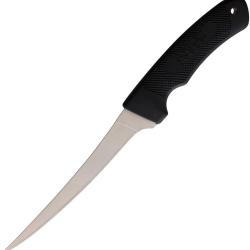 Couteau Fixe Fillet Lame Inox Manche Caoutchouc Noir &Eacute;tui Plastique CN4012